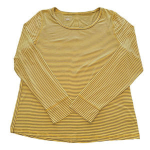 Talbots Yellow Striped Long sleeve soft Base LayerTee T-shirt size XL